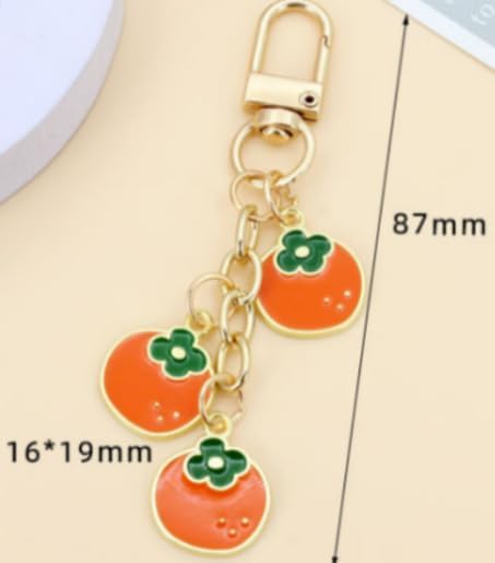Cute Fruit Enamel Keychain for Women Fruit Tassel Chain Keyring Purse Bag Decor
