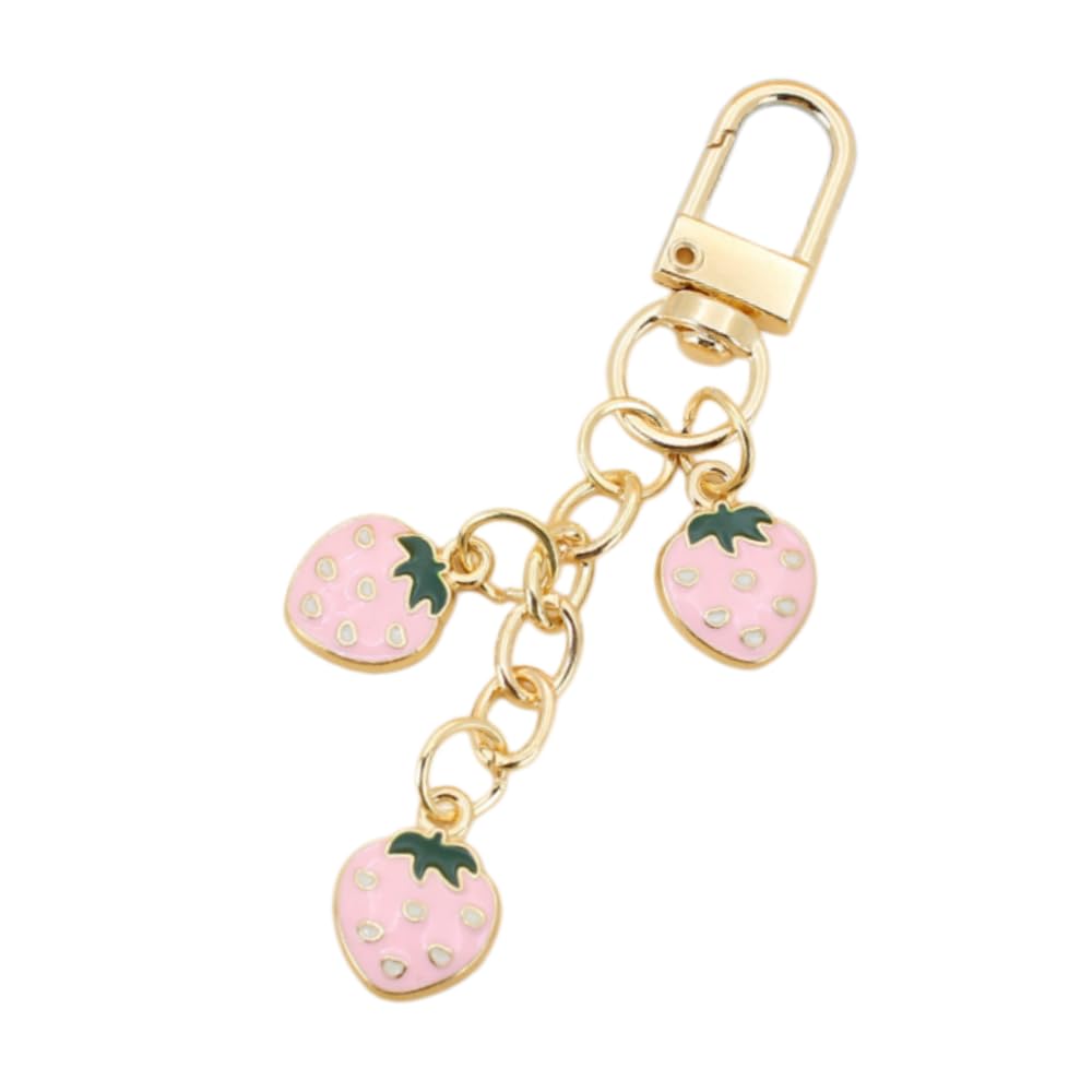 Cute Fruit Enamel Keychain for Women Fruit Tassel Chain Keyring Purse Bag Decor