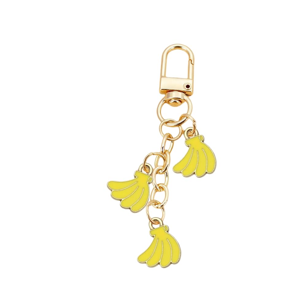 Cute Fruit Enamel Keychain for Women Fruit Tassel Chain Keyring Purse Bag Decor