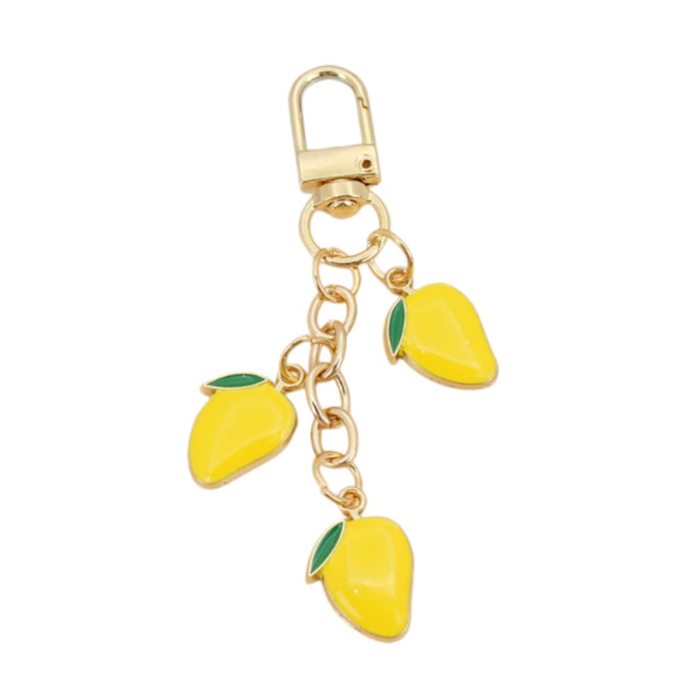 Cute Fruit Enamel Keychain for Women Fruit Tassel Chain Keyring Purse Bag Decor