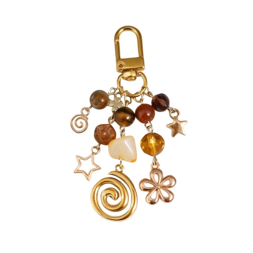 Boho Y2K Keychain Aesthetic Cute Beaded Bag Charm Hippie Stone Crystal Purse Charms Accessory Gifts