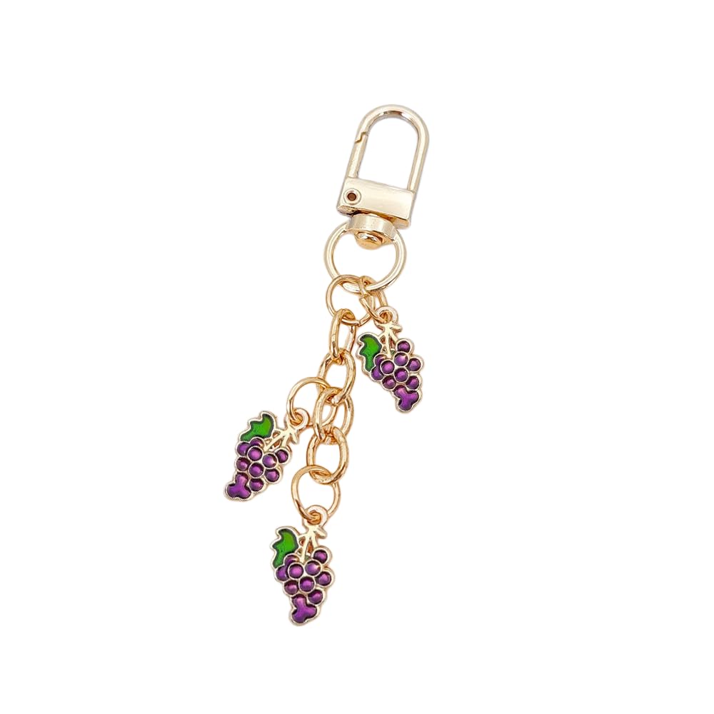 Cute Fruit Enamel Keychain for Women Fruit Tassel Chain Keyring Purse Bag Decor