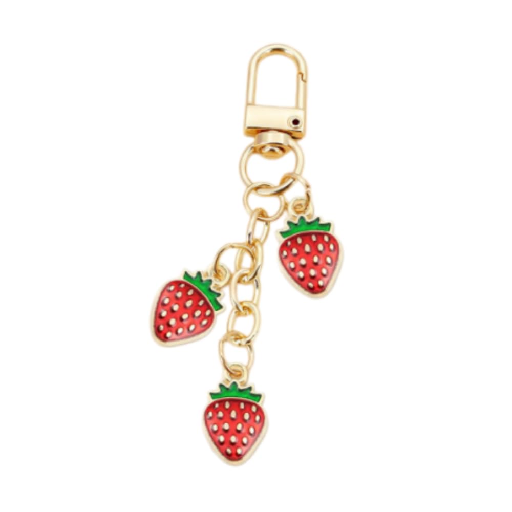 Cute Fruit Enamel Keychain for Women Fruit Tassel Chain Keyring Purse Bag Decor