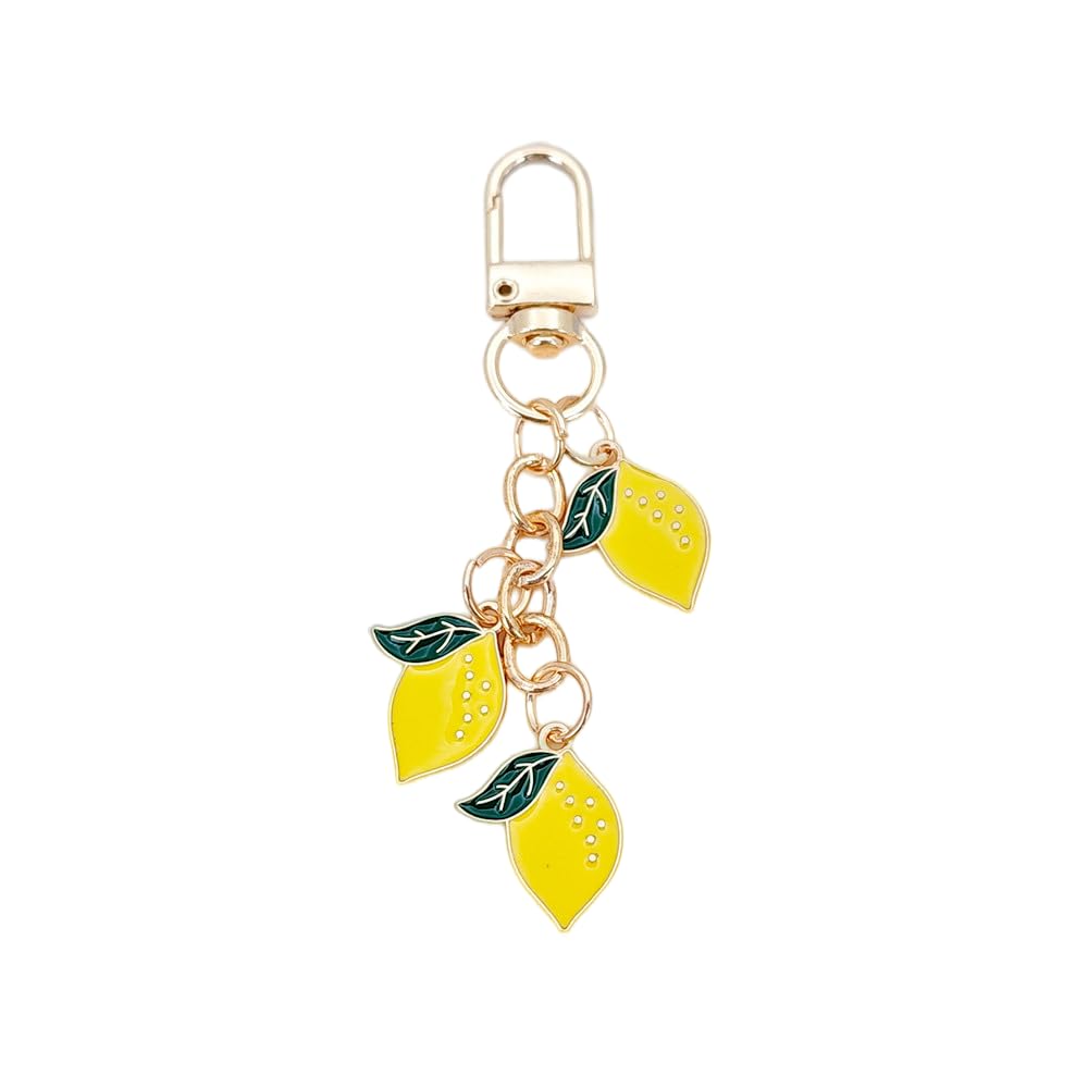 Cute Fruit Enamel Keychain for Women Fruit Tassel Chain Keyring Purse Bag Decor