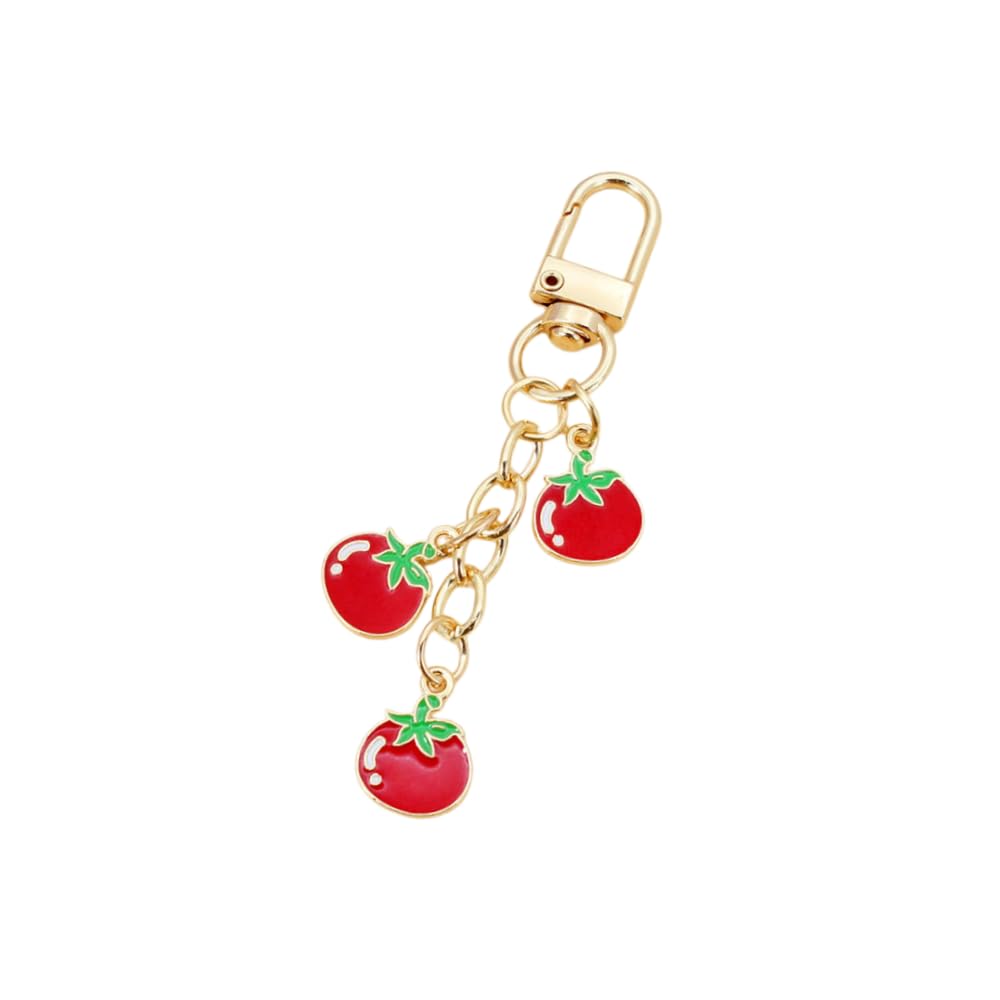 Cute Fruit Enamel Keychain for Women Fruit Tassel Chain Keyring Purse Bag Decor