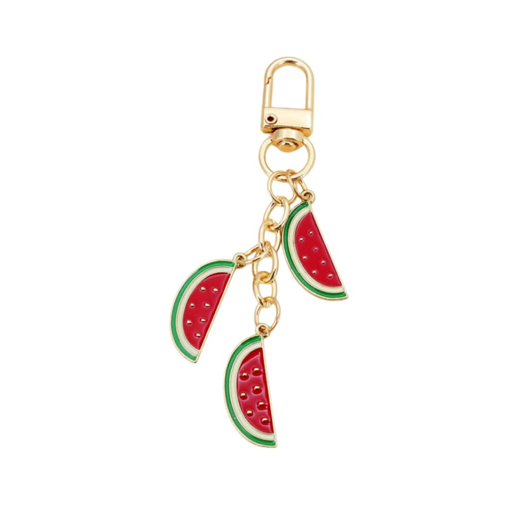 Cute Fruit Enamel Keychain for Women Fruit Tassel Chain Keyring Purse Bag Decor