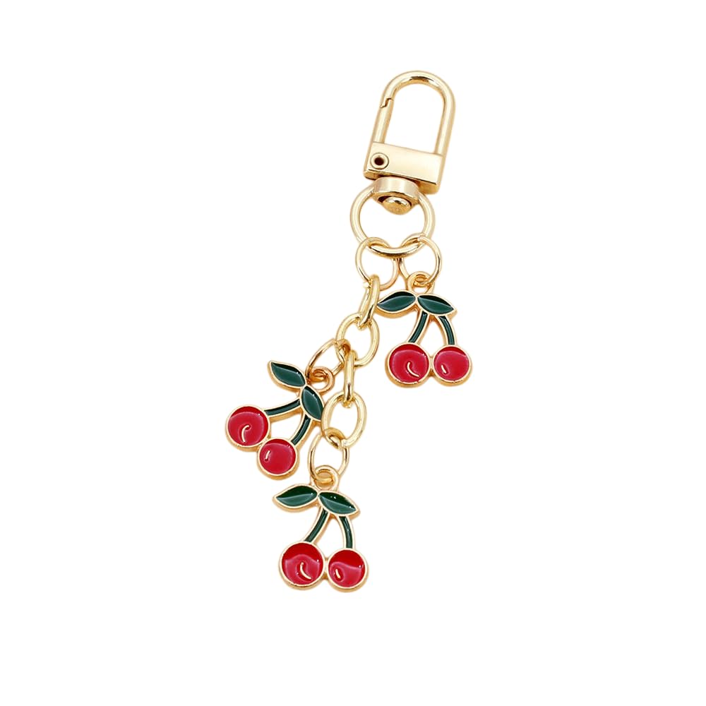 Cute Fruit Enamel Keychain for Women Fruit Tassel Chain Keyring Purse Bag Decor