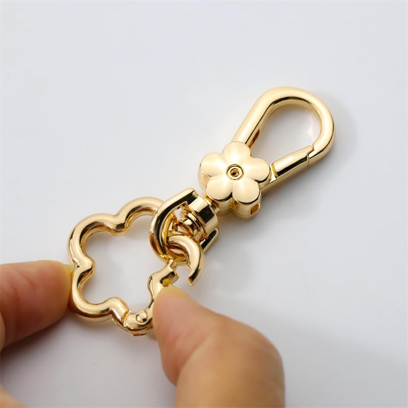 2PCS Flower Keychain Cute Handbag Key Chain Personalized Key ring Golden for Women Car Present、purse、Lanyard Braiding