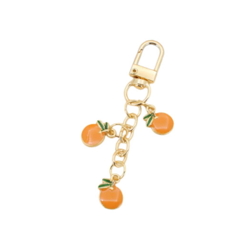 Cute Fruit Enamel Keychain for Women Fruit Tassel Chain Keyring Purse Bag Decor