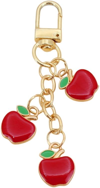 Cute Fruit Enamel Keychain for Women Fruit Tassel Chain Keyring Purse Bag Decor