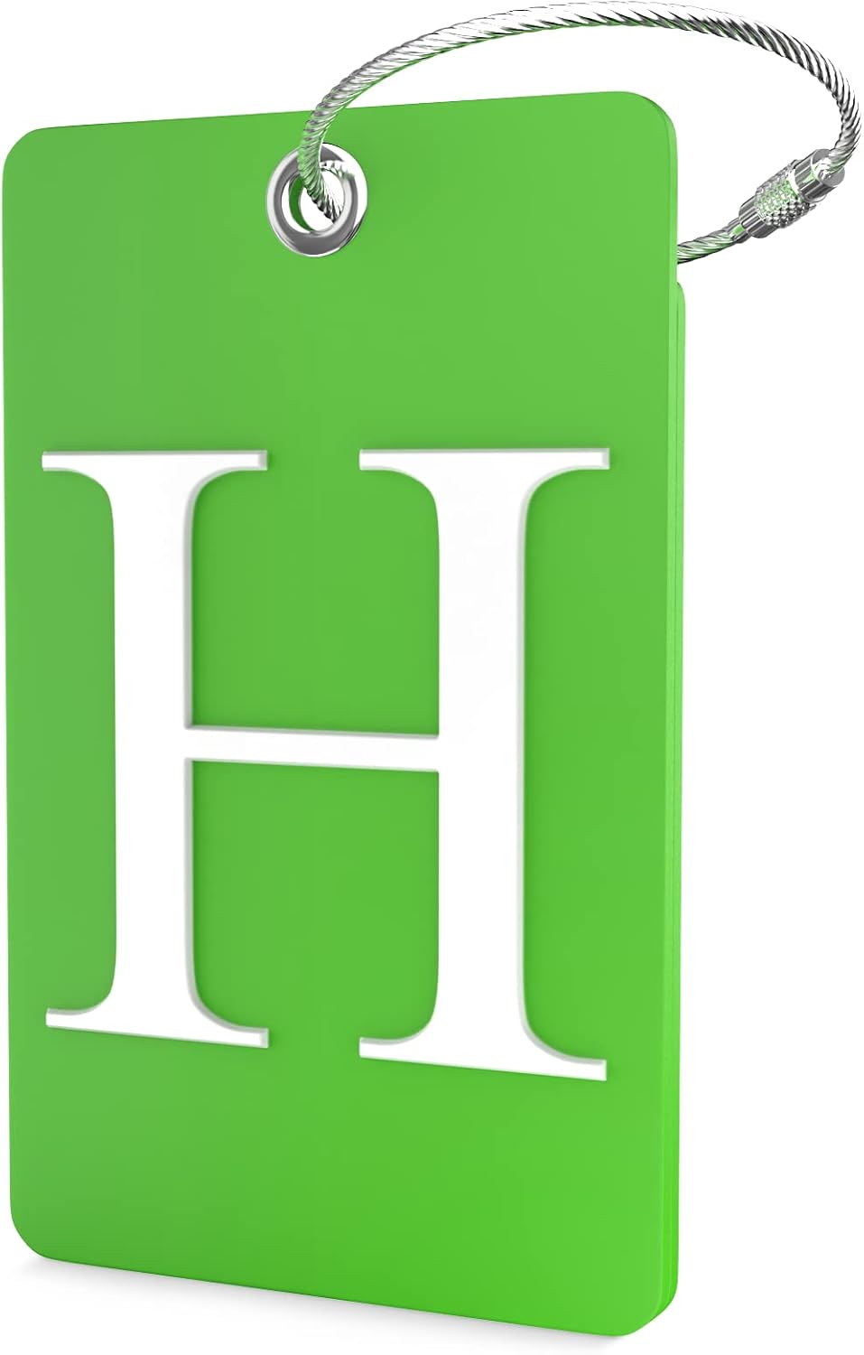 Shacke Luggage Tag for Suitcases – Initial Letter H, Bendable (Green)