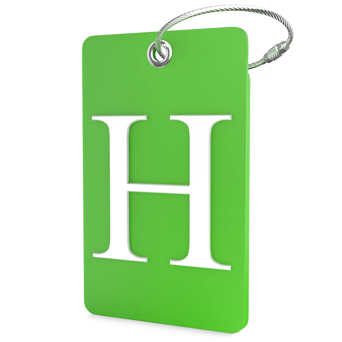 Shacke Luggage Tag for Suitcases – Initial Letter H, Bendable (Green)