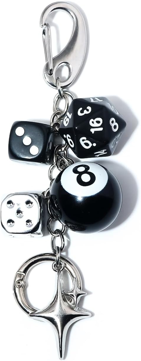 8 Ball Dice Charm Keychain,Cute Bag Purse Handbag Backpack Accessories