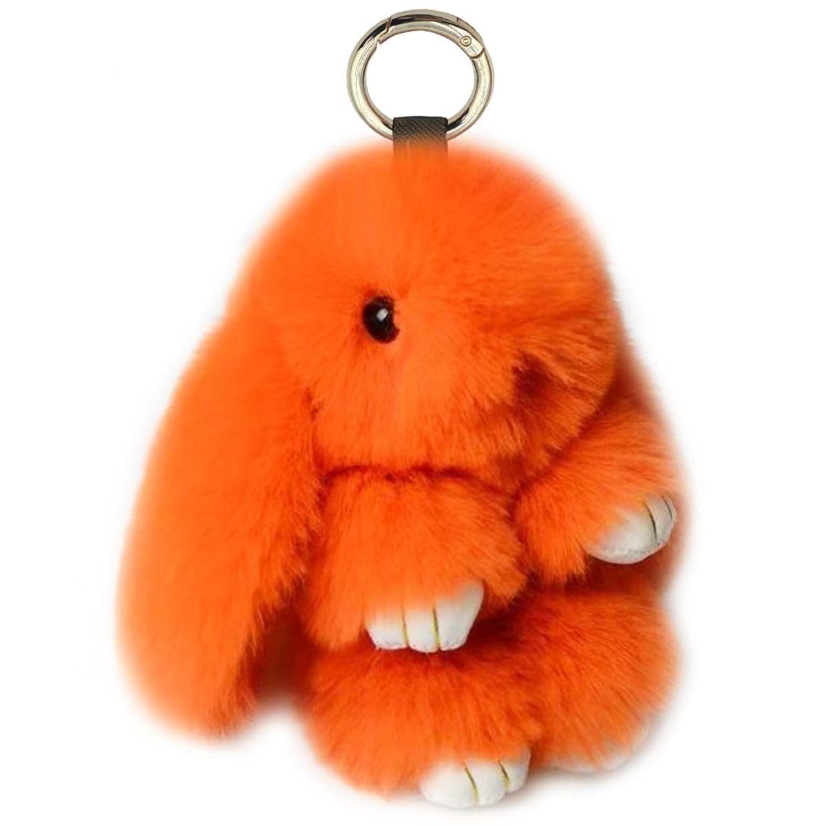 Cute Plush Bunny Keychain Soft Fluffy Rabbit Key Ring Pompom Key for Women