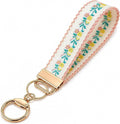 Angyape Embroidered Fabric Wristlet Keychain Cute Wrist Car Key Chain Holder Boho Accessories Handmade Gifts for Women
