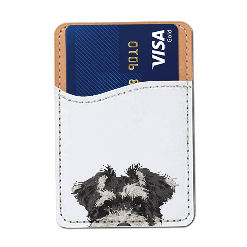 FINCIBO PU Leather Self-Adhesive Universal Credit Card Holder Wallet for All Smart Mobile Cell Phones - Winking Golden Retriever