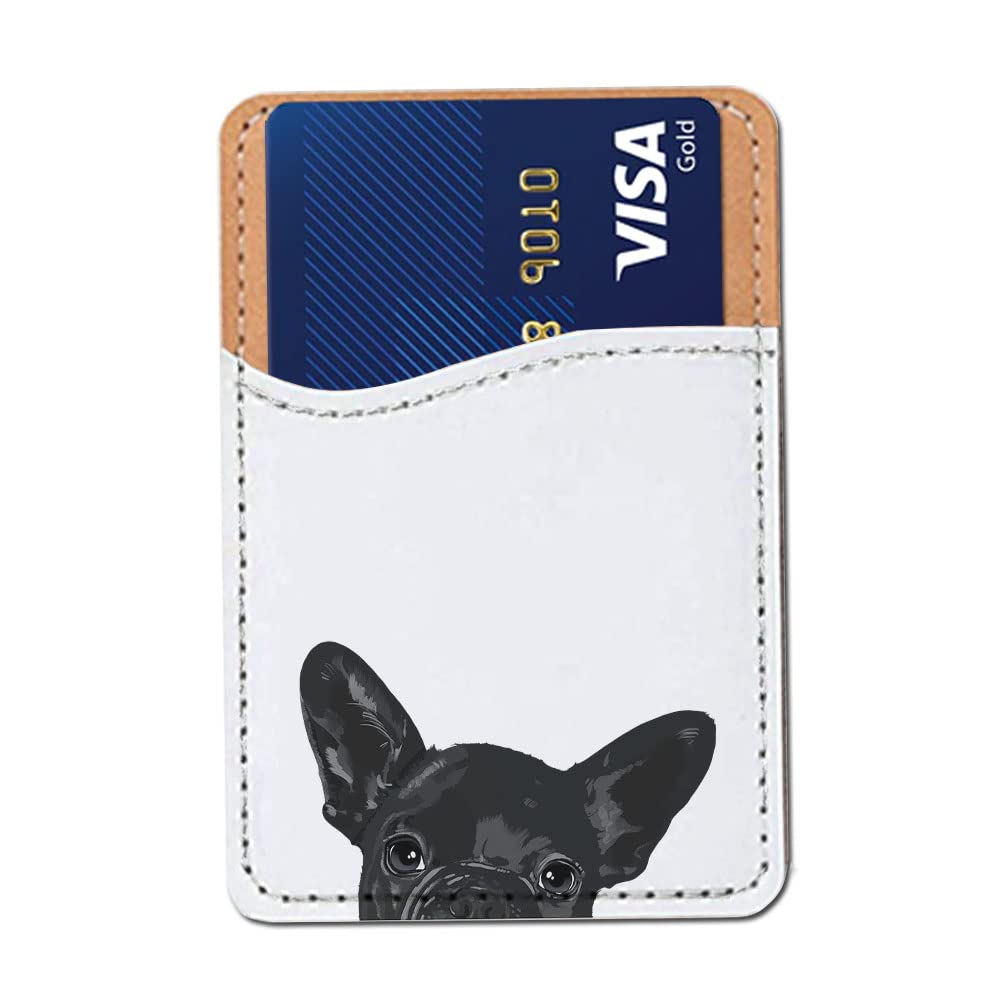 FINCIBO PU Leather Self-Adhesive Universal Credit Card Holder Wallet for All Smart Mobile Cell Phones - Winking Golden Retriever