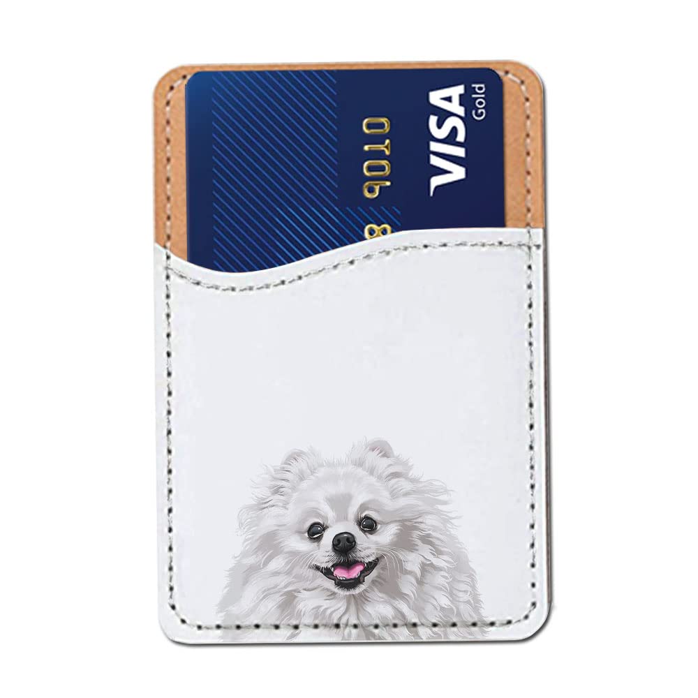 FINCIBO PU Leather Self-Adhesive Universal Credit Card Holder Wallet for All Smart Mobile Cell Phones - Winking Golden Retriever