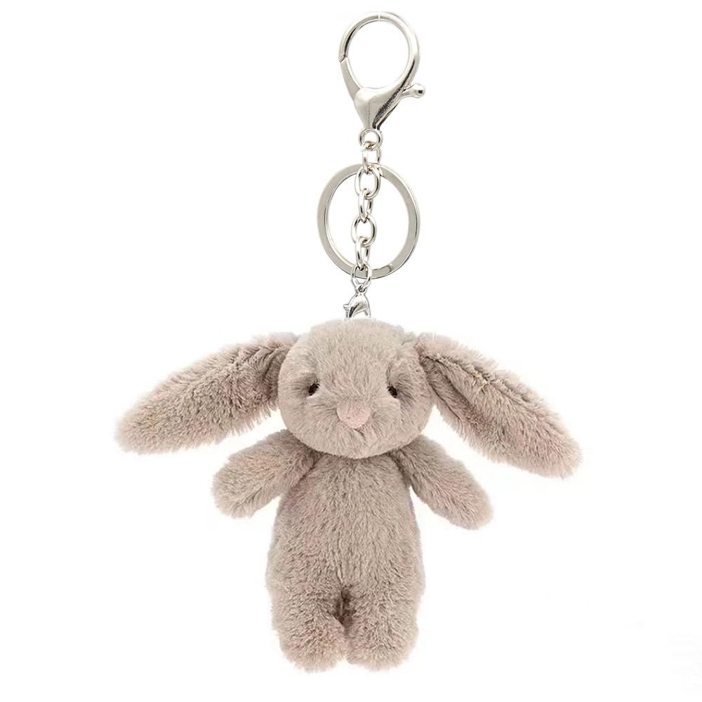 Miokkley Cute Bunny Plush Keychain for Backpack, 3.5" Inch Mini Rabbit Keychain Purse Charm Pendant Gift for Women