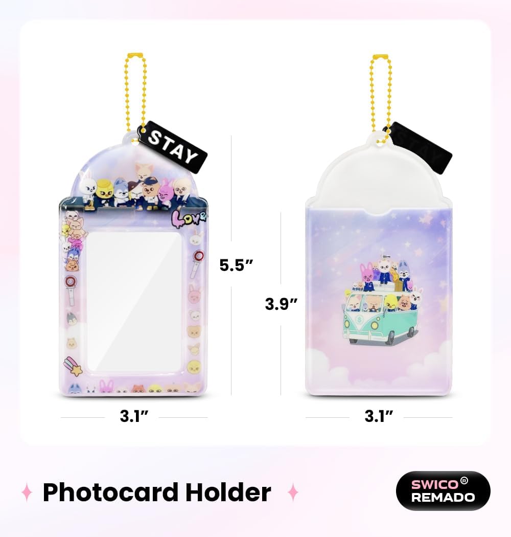 Swico Remado Cute Animal Themed Photocard Holder Decorative Cardholder for 3.8 x 2.8 Inches Lomo Cards Photos (Light Purple-Stay)
