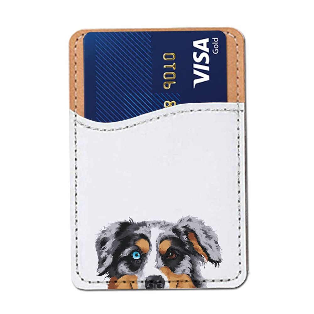 FINCIBO PU Leather Self-Adhesive Universal Credit Card Holder Wallet for All Smart Mobile Cell Phones - Winking Golden Retriever