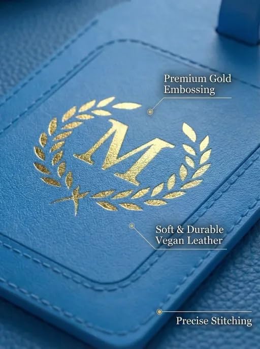 Luggage Tags for Suitcases 6 Pack PU Leather Travel Bag Tags with Privacy Cover & Stainless Steel Buckle, Vegan Leather Name ID Labels for Travel Bags, Cruise, Airline, Backpack, Baggage Identifier(M)