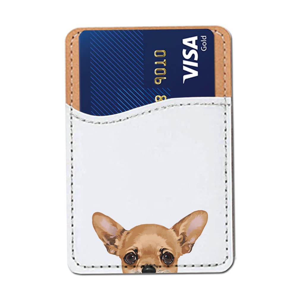 FINCIBO PU Leather Self-Adhesive Universal Credit Card Holder Wallet for All Smart Mobile Cell Phones - Winking Golden Retriever