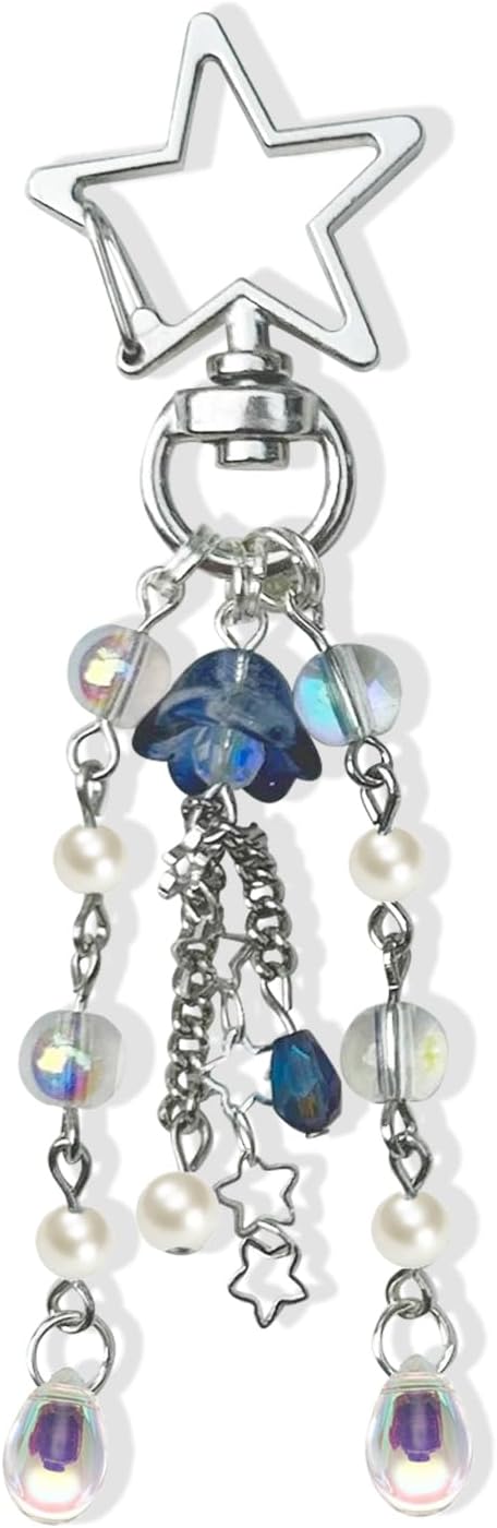 Cute Jellyfish Keychain,Y2K Star Bag Charms Blue Purse Car Accessories