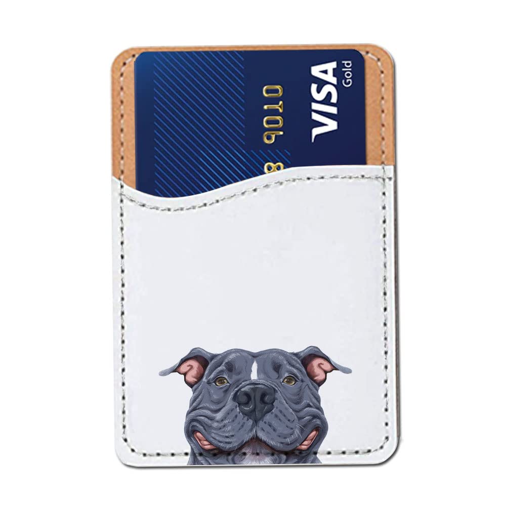 FINCIBO PU Leather Self-Adhesive Universal Credit Card Holder Wallet for All Smart Mobile Cell Phones - Winking Golden Retriever