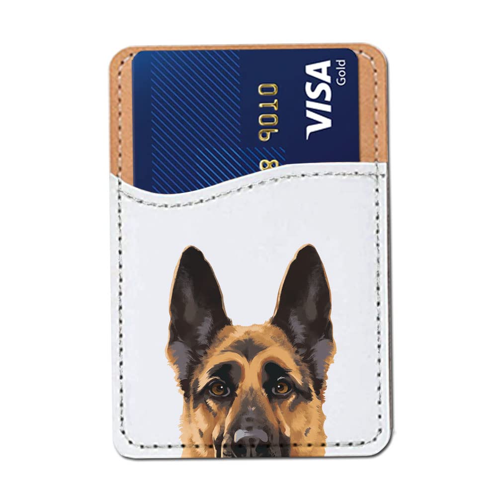 FINCIBO PU Leather Self-Adhesive Universal Credit Card Holder Wallet for All Smart Mobile Cell Phones - Winking Golden Retriever