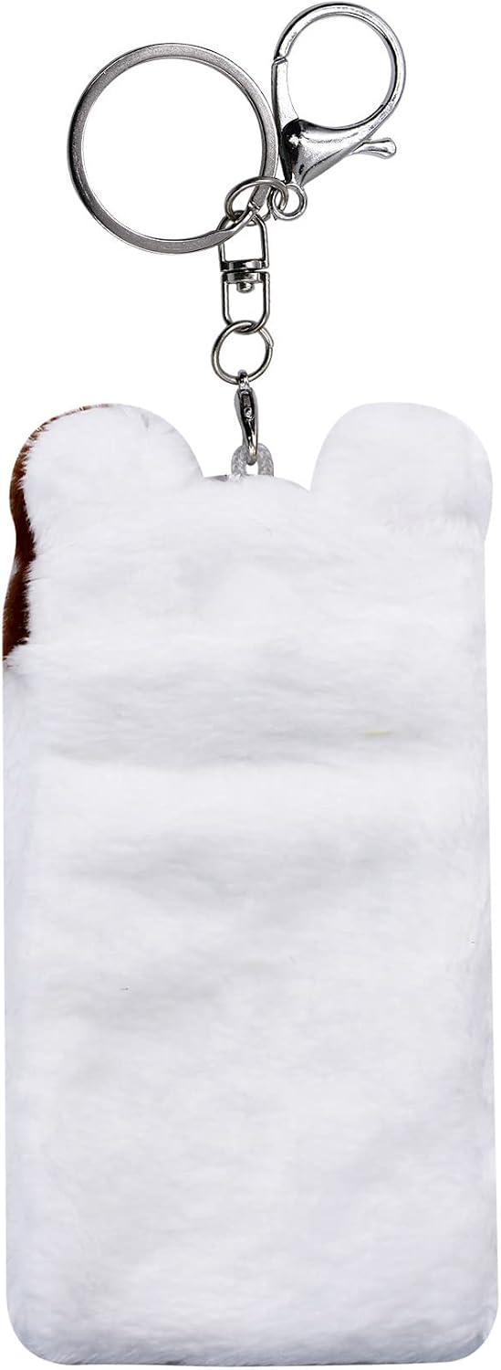 JUMISEE Cute Plush Kpop Photocard Holder with Keychain, Cartoon Bear Photo Sleeve ID Bank Credit Card Holder Protector