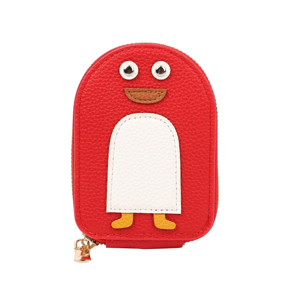 DONGKER Cute Penguins Card Coin Holder,PU Zippered Cartoon Penguin Accordion Card Wallet Built-in 11 Card Slots for Men Women
