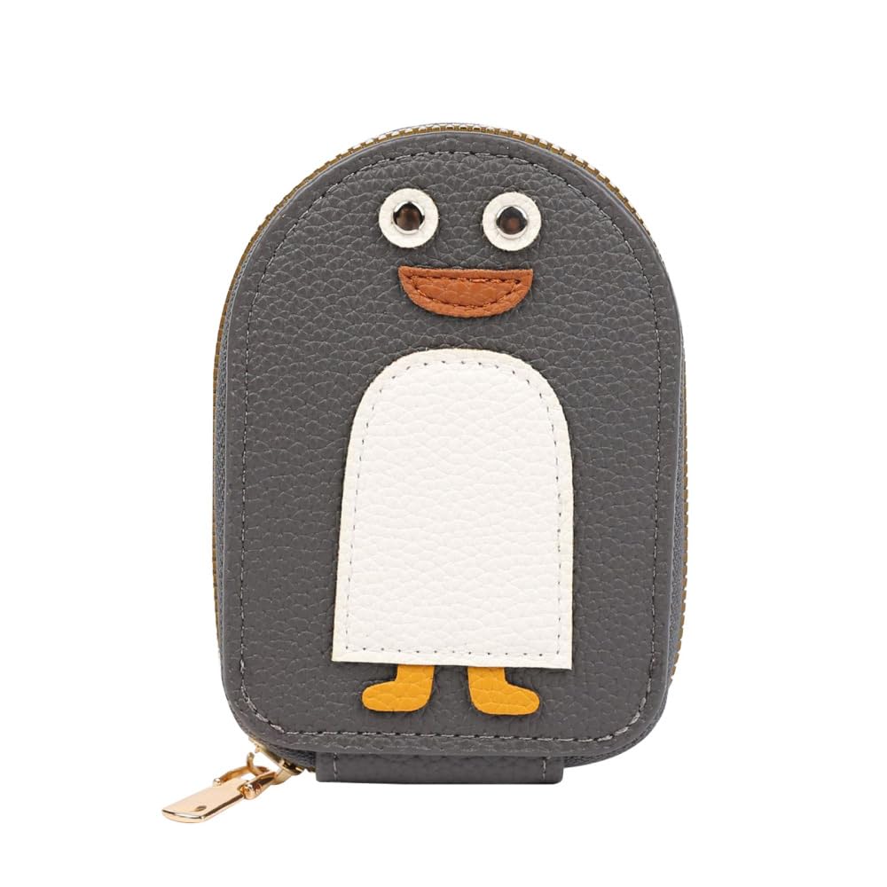 MiOYOOW Zippered Card Wallet, Penguin Shape Accordion Wallet Credit Card Holder with 11 Slots for Credit Card ID Cards Driver's Licenses