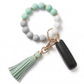 BIHRTC Key Ring Bracelet Car Keychain Holder Wristlet Silicone Women Beaded Bangle Chains