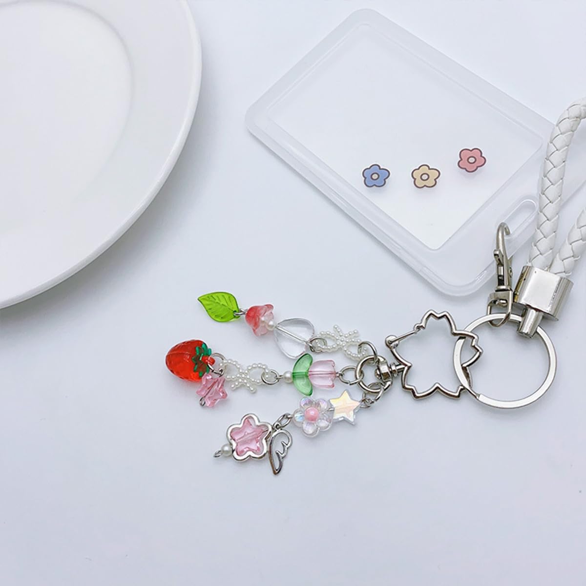 AGEN KGEN Aesthetic Y2K keychains Cute Butterfly Star Strawberry Bear Guitar Keychains Charms for Women Bag Purse Gifts