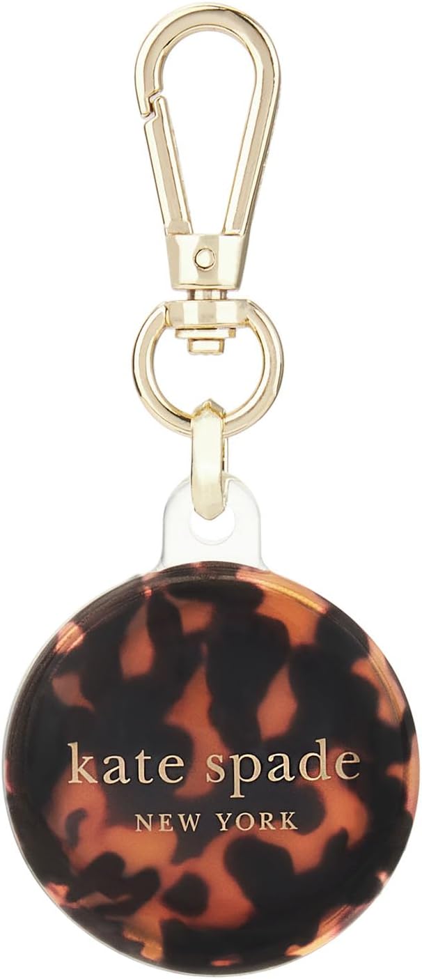 kate spade new york AirTag Holder with Gold Ring Clip - Tortoiseshell
