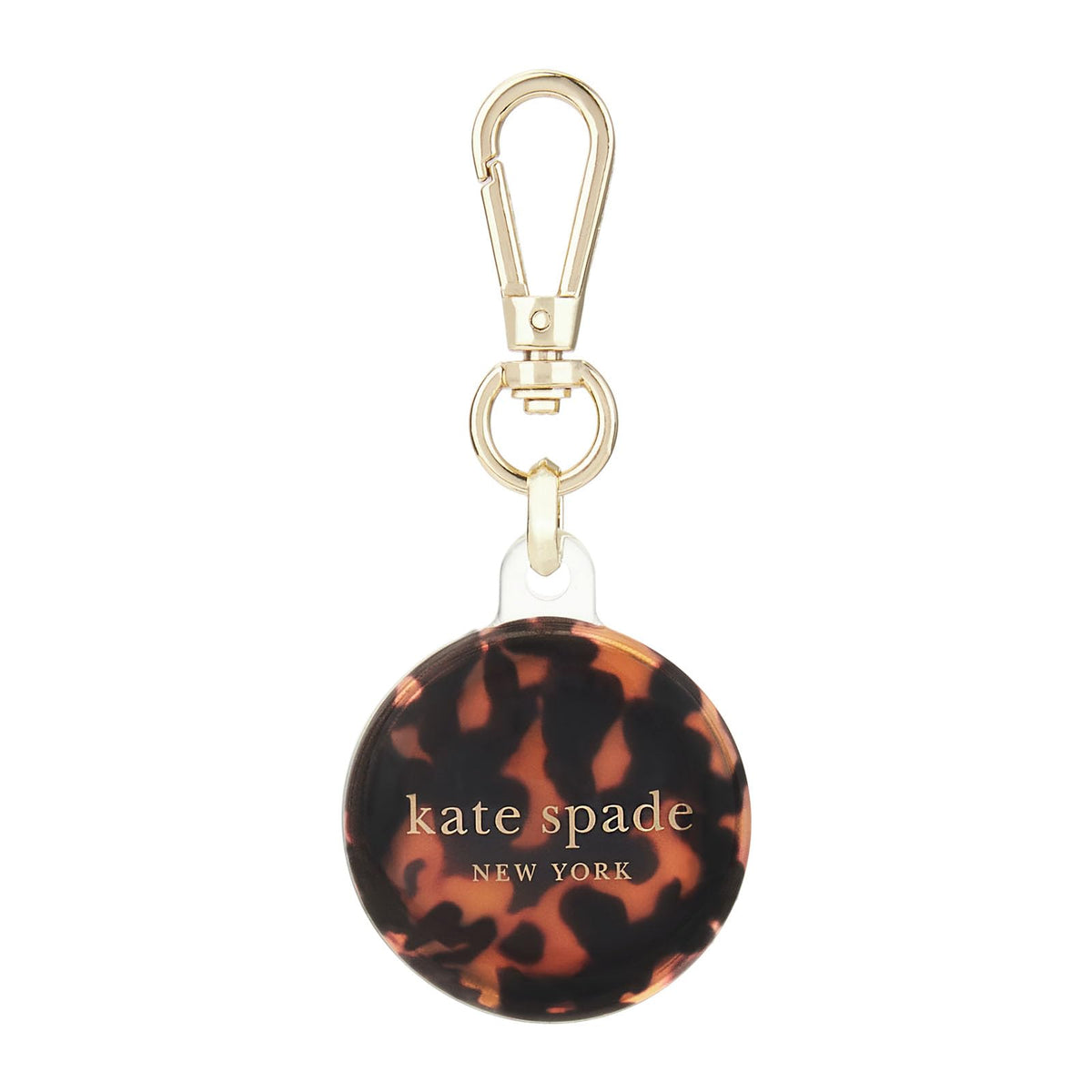kate spade new york AirTag Holder with Gold Ring Clip - Tortoiseshell