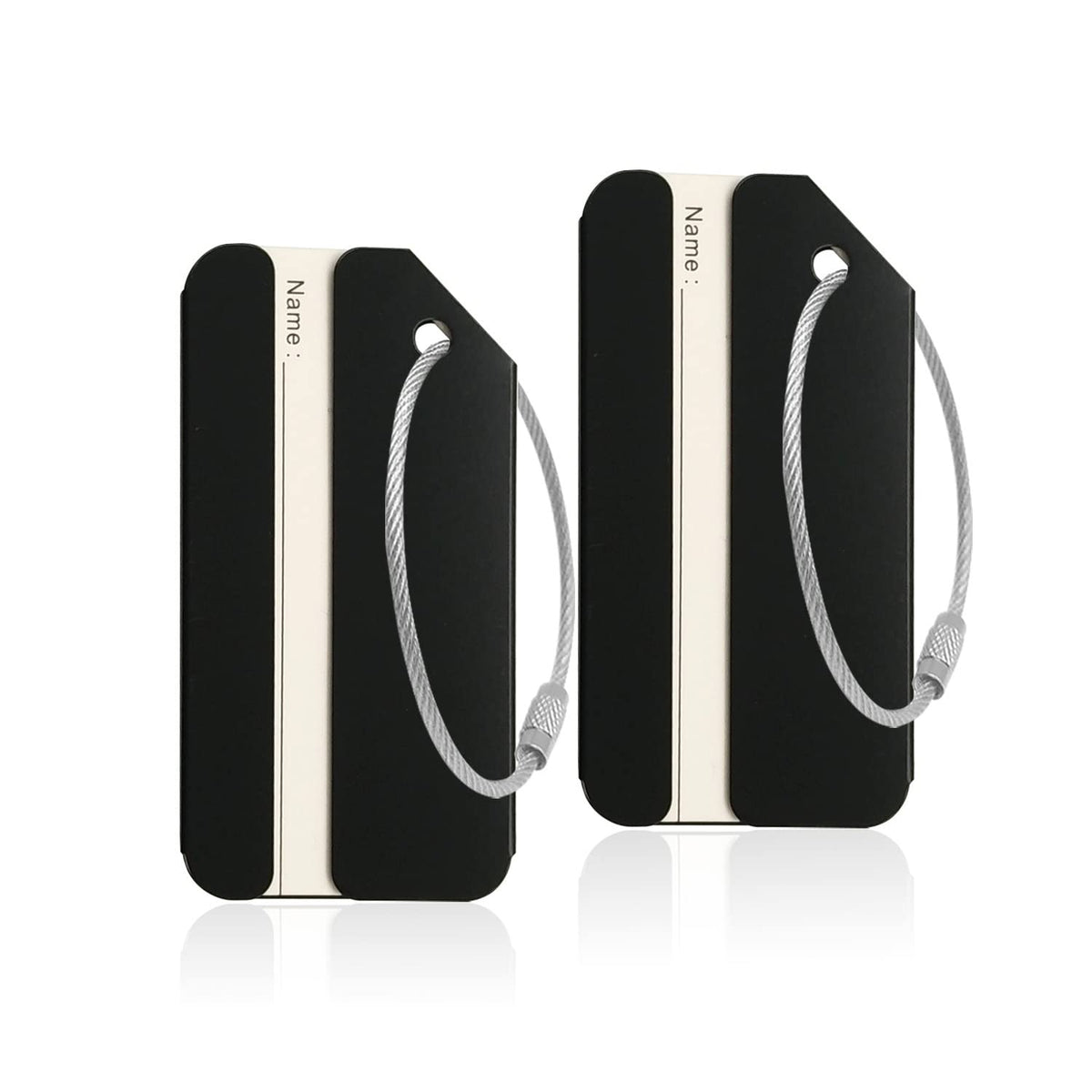 Aluminum Luggage Tags, Luggage Tag Holders for Travel Luggage Baggage Identifier by Ovener (2Pack Silver)