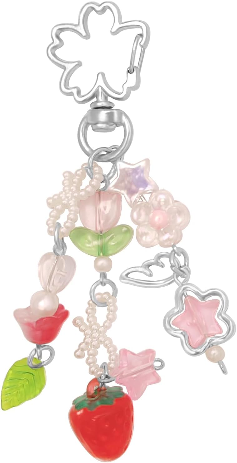 AGEN KGEN Aesthetic Y2K keychains Cute Butterfly Star Strawberry Bear Guitar Keychains Charms for Women Bag Purse Gifts
