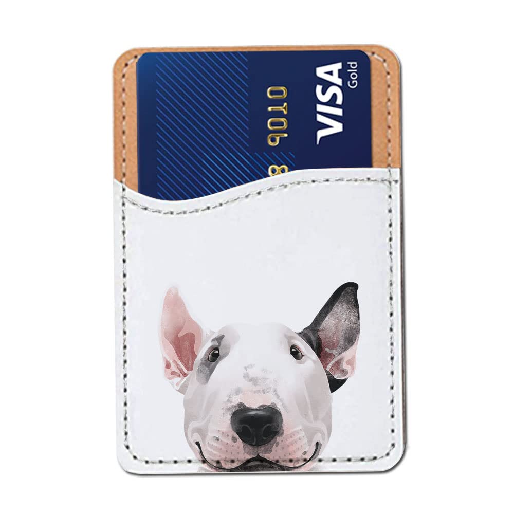 FINCIBO PU Leather Self-Adhesive Universal Credit Card Holder Wallet for All Smart Mobile Cell Phones - Winking Golden Retriever