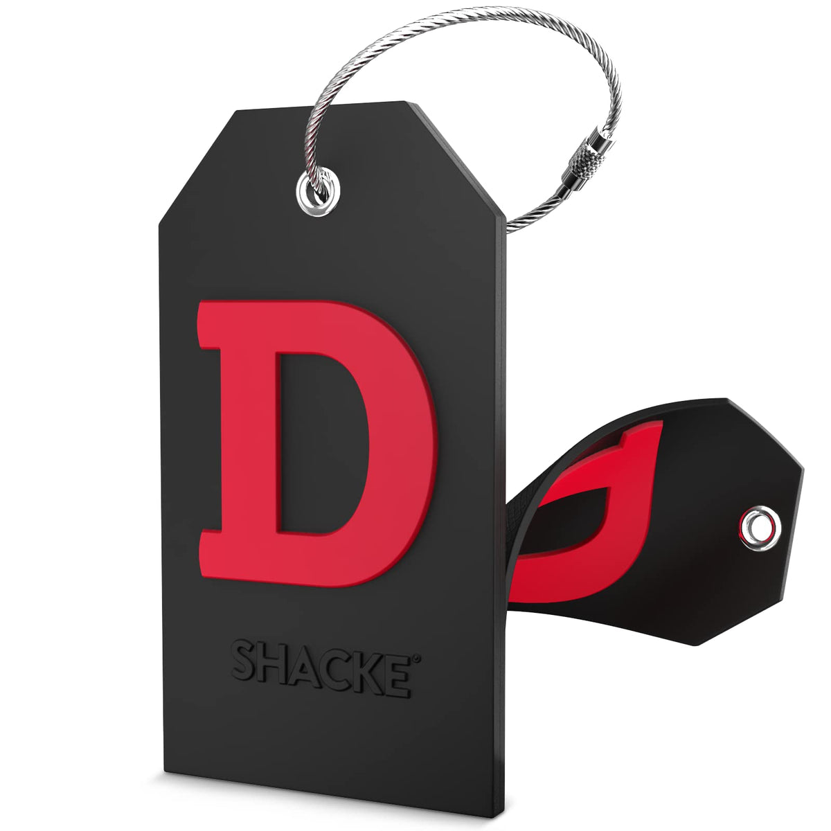 Shacke Initial Luggage Tag with Privacy Cover & Steel Loop (Orange, B)