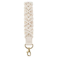 Mkono Macrame Keychain Wristlet, Beige Crochet Boho Lanyard for Car Keys