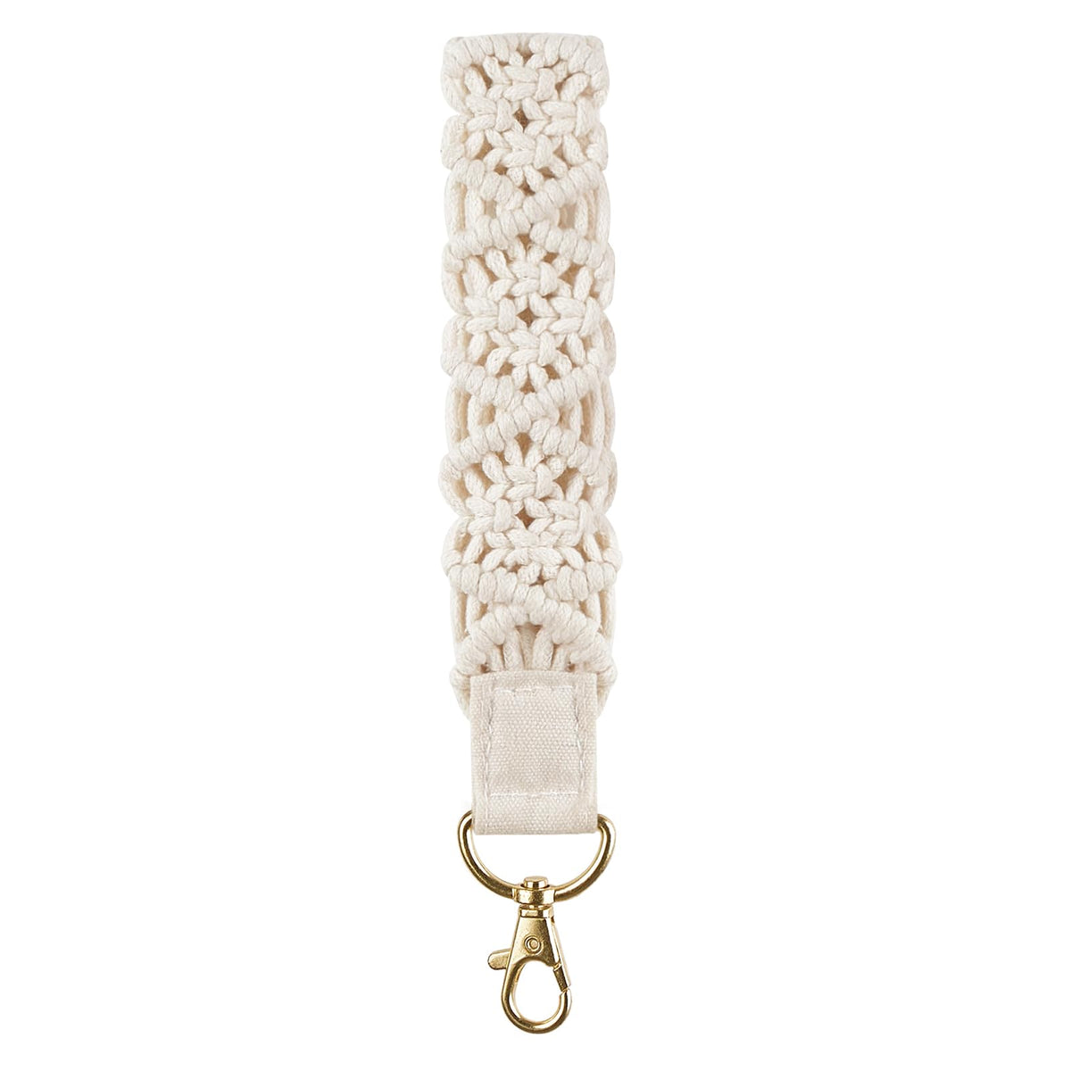 Mkono Macrame Keychain Wristlet, Beige Crochet Boho Lanyard for Car Keys