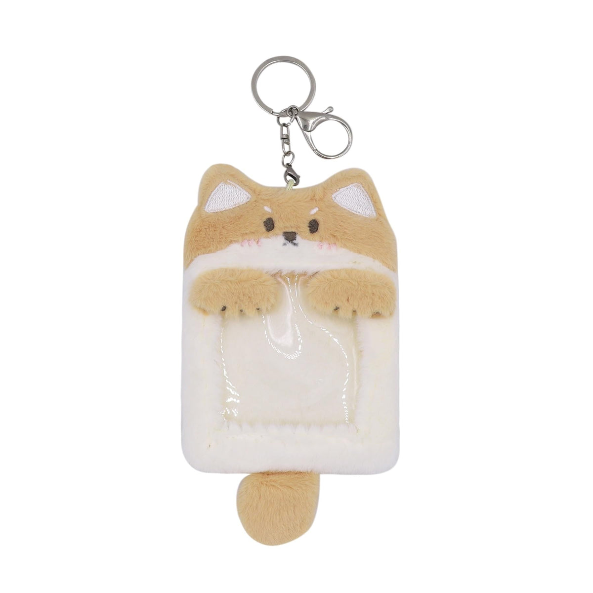 Fuzzy Plush Kpop Photocard Holder with Keychain, Cute Animal Wings Photo Sleeve Bank ID Credit Card Holder