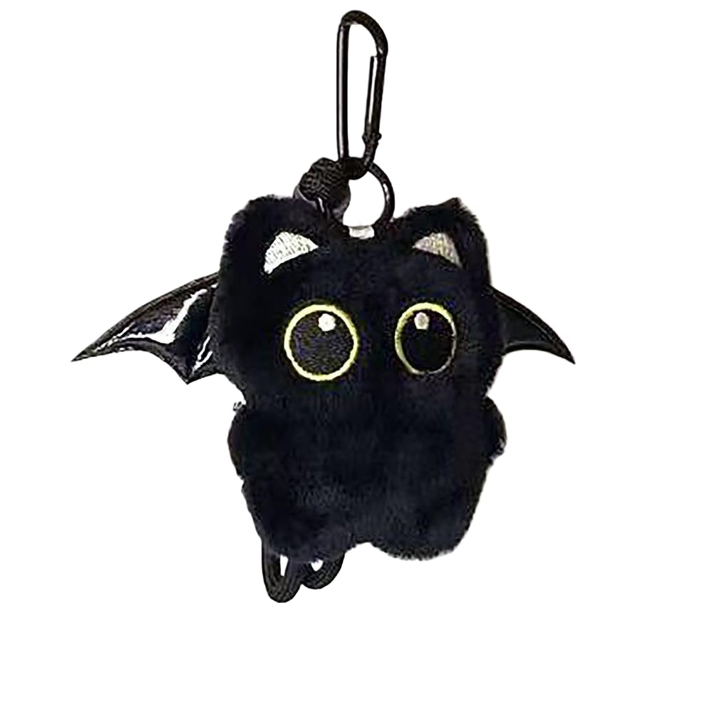 Super Cute Funny Big Eyes Black Cat Lucky Kitty Theme Keychain Good Luck Siamese Key Chain Ring Bag Pendant
