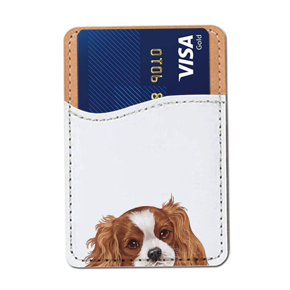 FINCIBO PU Leather Self-Adhesive Universal Credit Card Holder Wallet for All Smart Mobile Cell Phones - Winking Golden Retriever