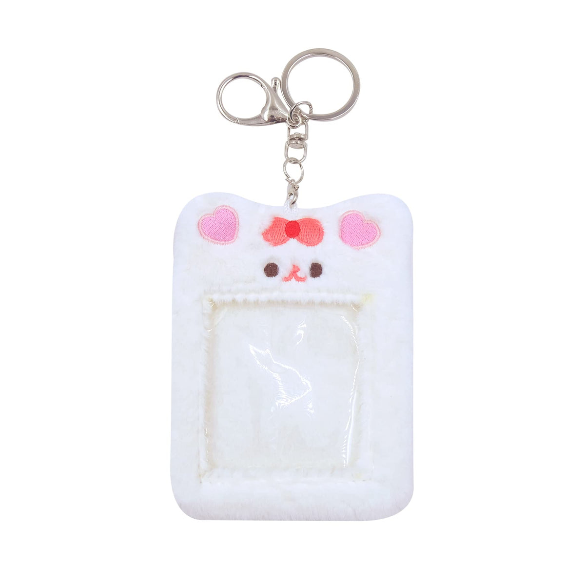 JUMISEE Cute Plush Kpop Photocard Holder with Keychain, Cartoon Bear Photo Sleeve ID Bank Credit Card Holder Protector