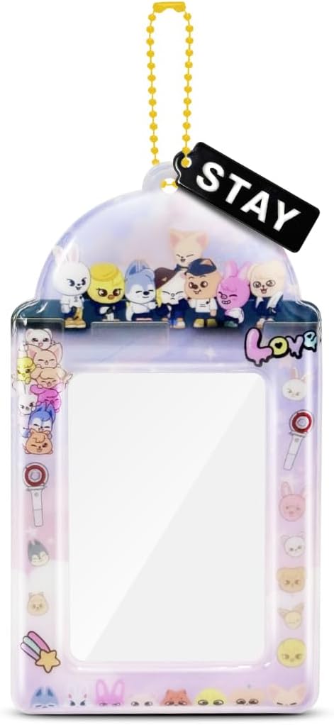 Swico Remado Cute Animal Themed Photocard Holder Decorative Cardholder for 3.8 x 2.8 Inches Lomo Cards Photos (Light Purple-Stay)