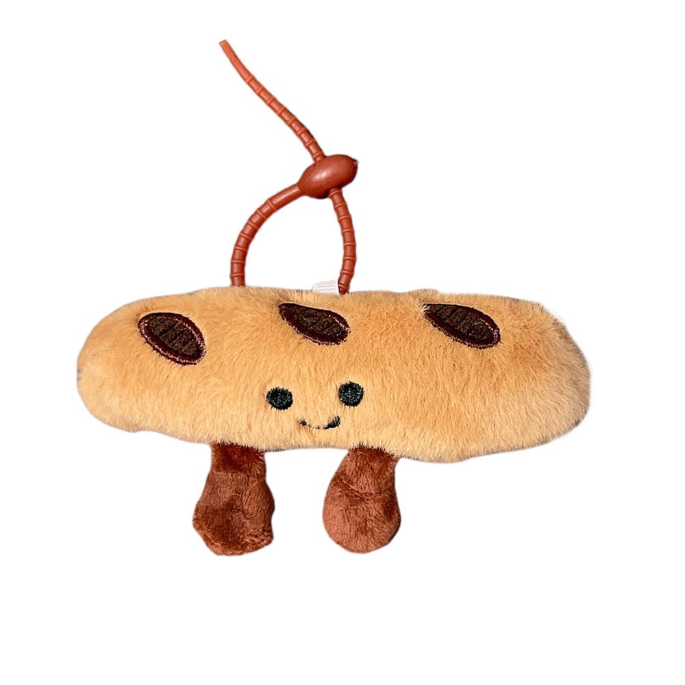 Cute Happy Smiling Bread Croissant Baguette Keychain Lucky Good Luck Positive Energy Key Chain Ring Bag Pendant