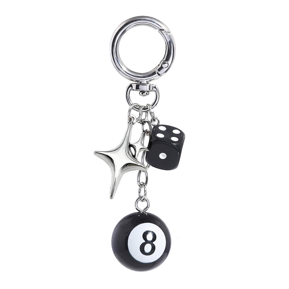 8 Ball Dice Charm Keychain,Cute Bag Purse Handbag Backpack Accessories